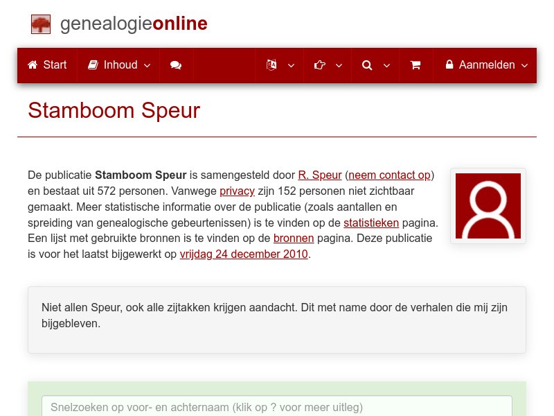 Screenshot van website