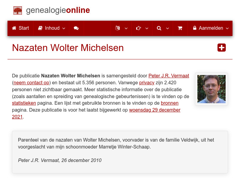 Screenshot van website