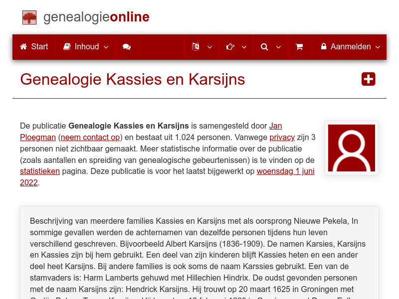 Screenshot van website