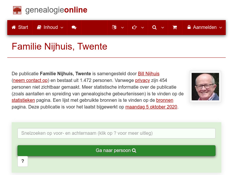 Screenshot van website