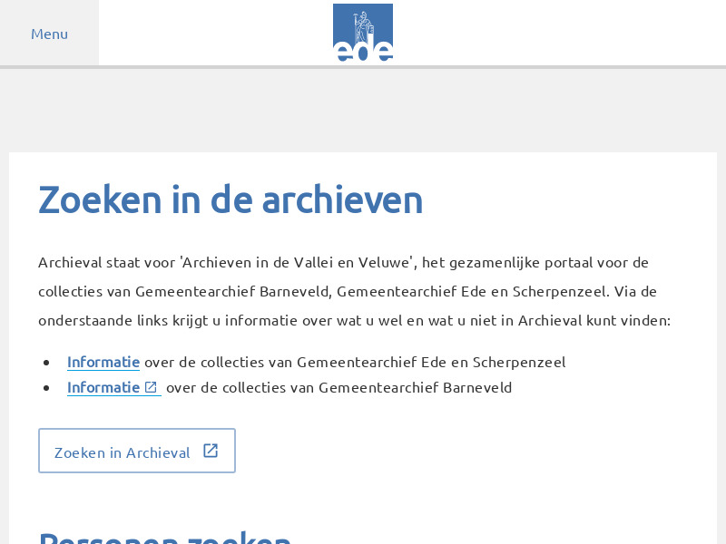 Screenshot van website