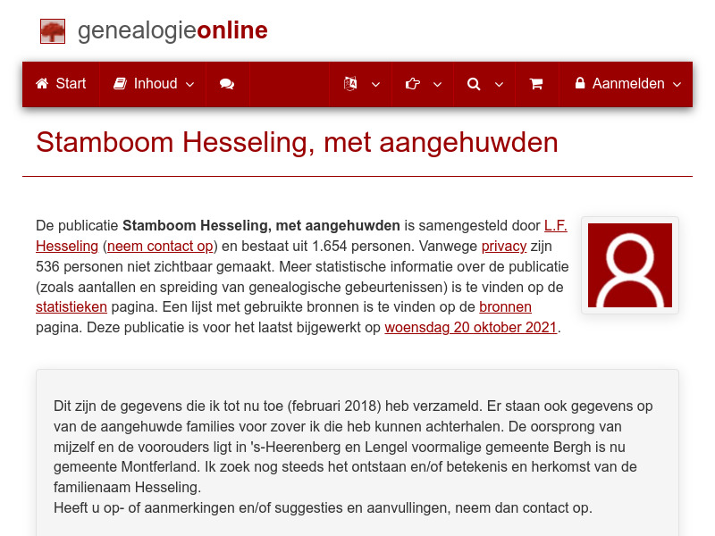 Screenshot van website