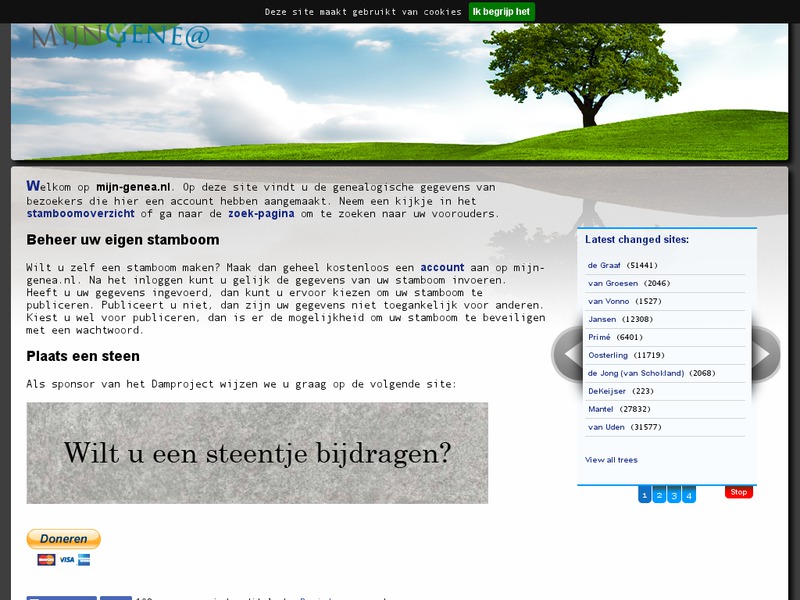 Screenshot van website