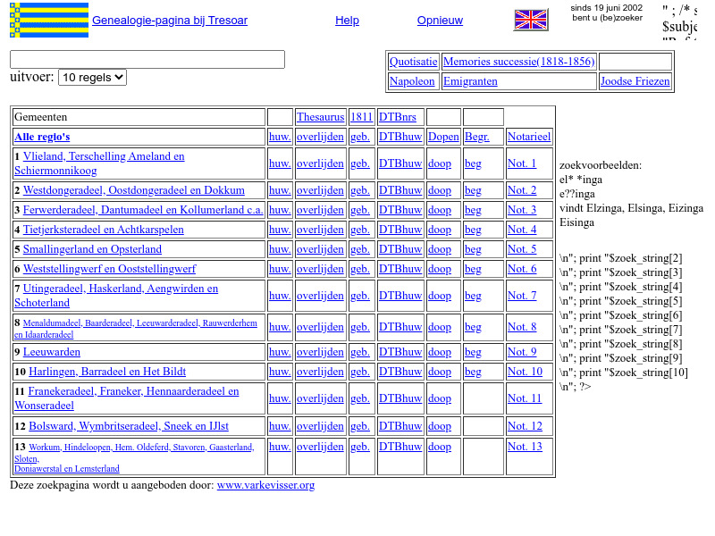 Screenshot van website