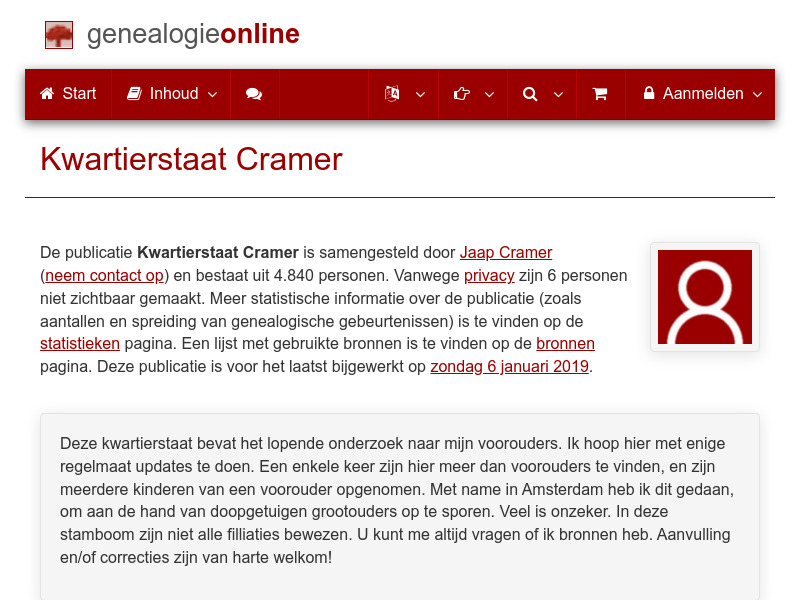 Screenshot van website