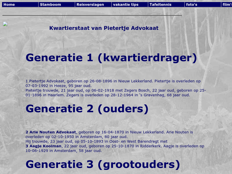 Screenshot van website