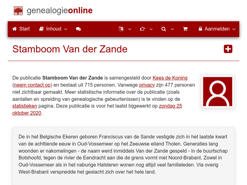 Screenshot van website