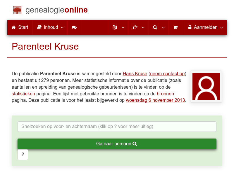 Screenshot van website