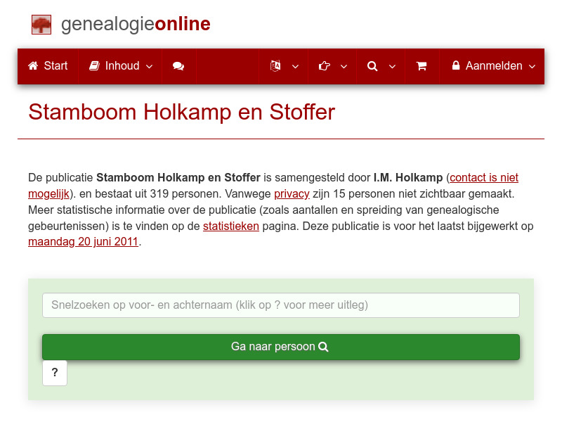 Screenshot van website