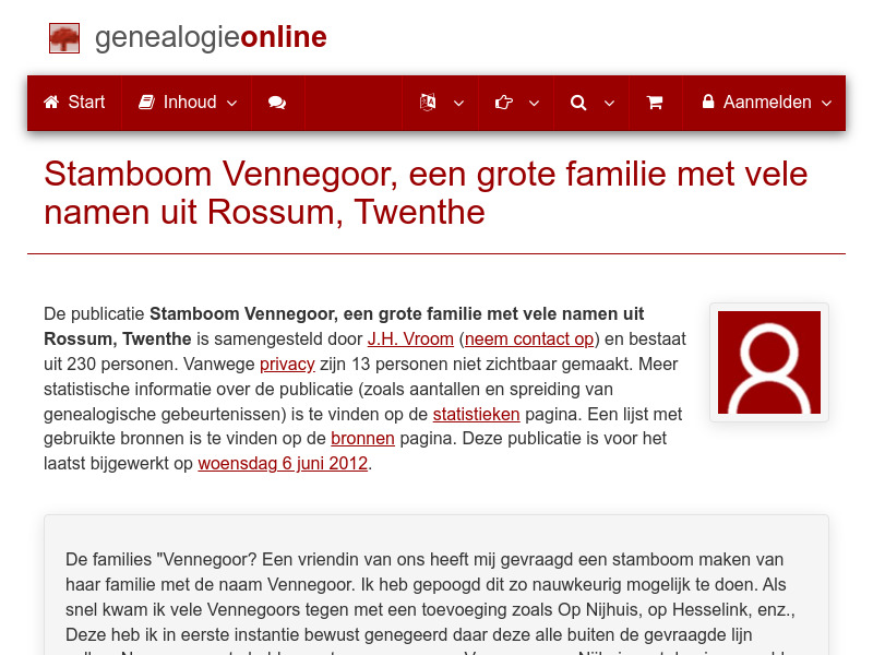 Screenshot van website