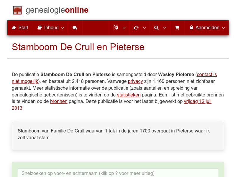 Screenshot van website