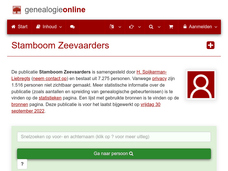 Screenshot van website