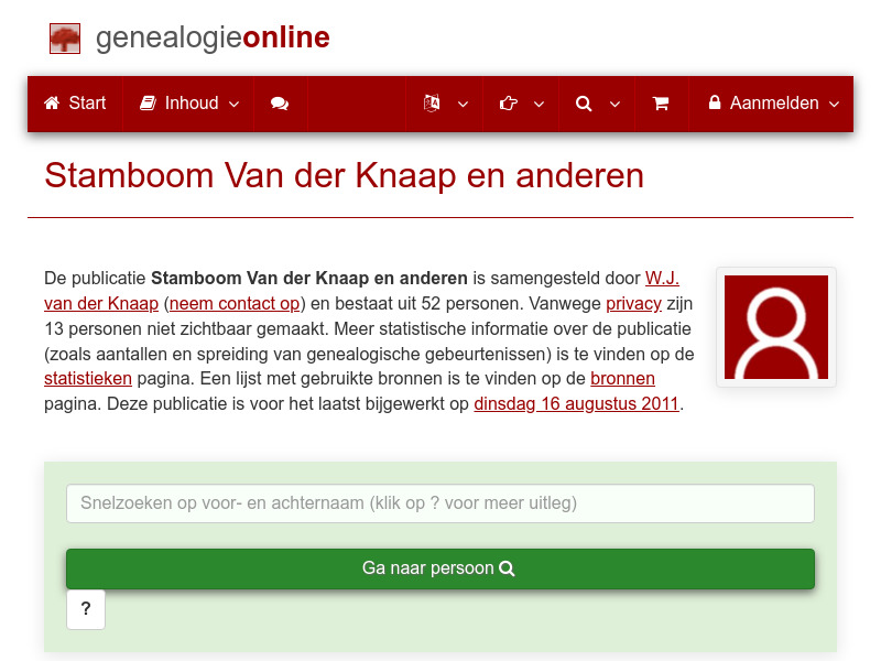 Screenshot van website