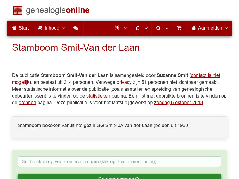 Screenshot van website