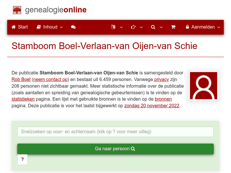 Screenshot van website