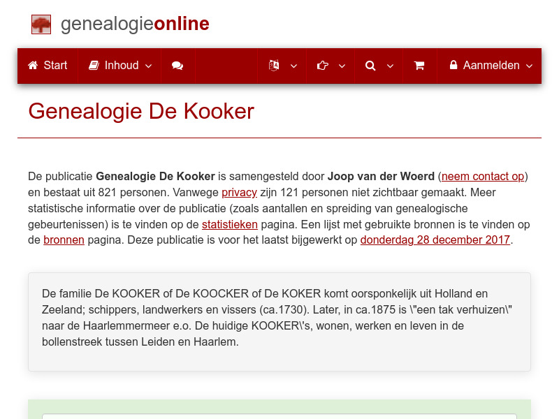 Screenshot van website