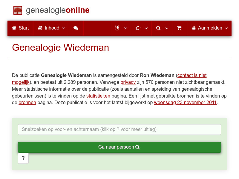 Screenshot van website