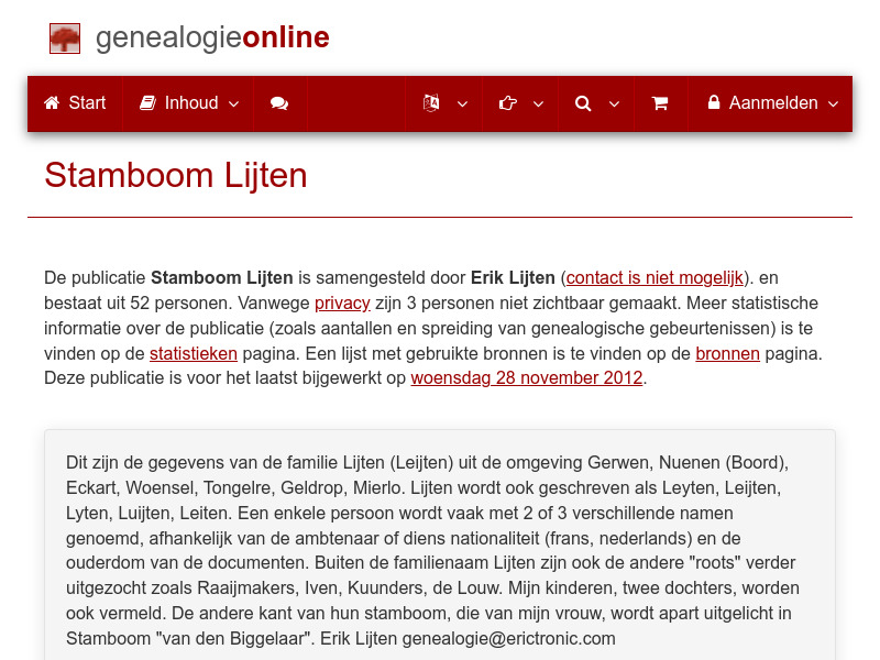 Screenshot van website