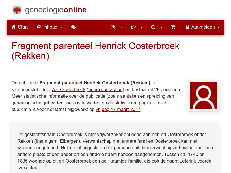 Screenshot van website