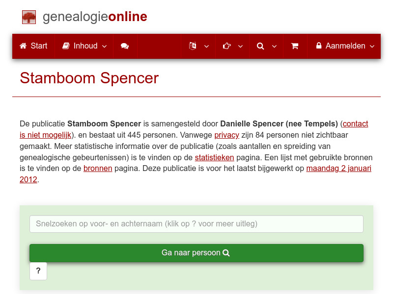 Screenshot van website
