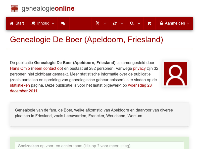 Screenshot van website