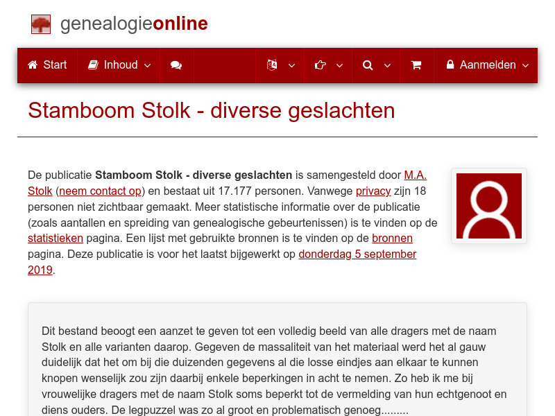 Screenshot van website