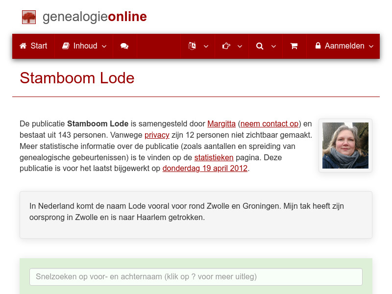 Screenshot van website