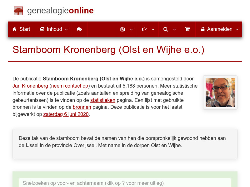 Screenshot van website