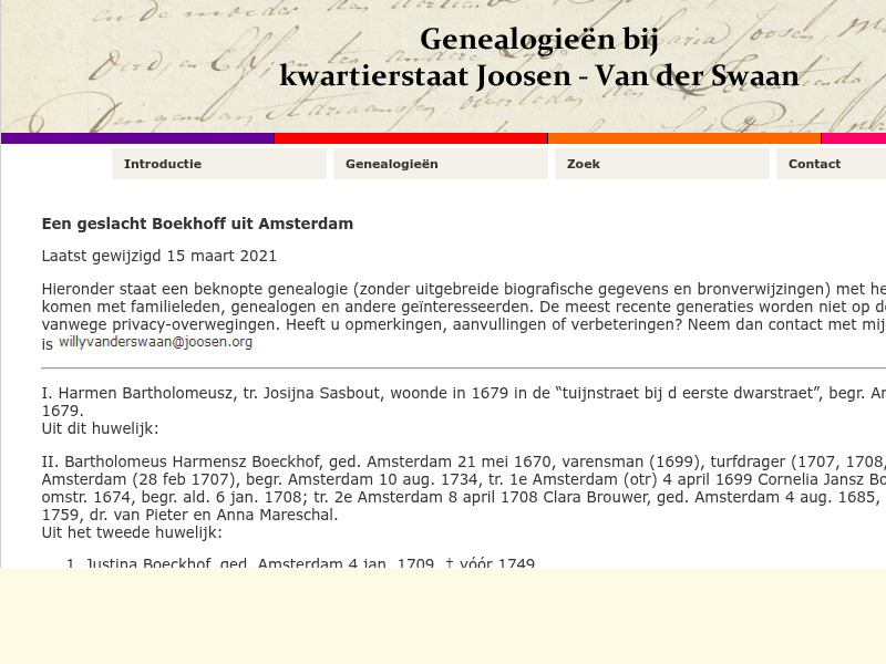 Screenshot van website