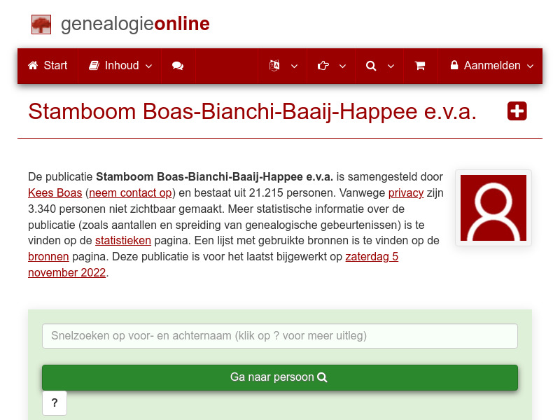 Screenshot van website