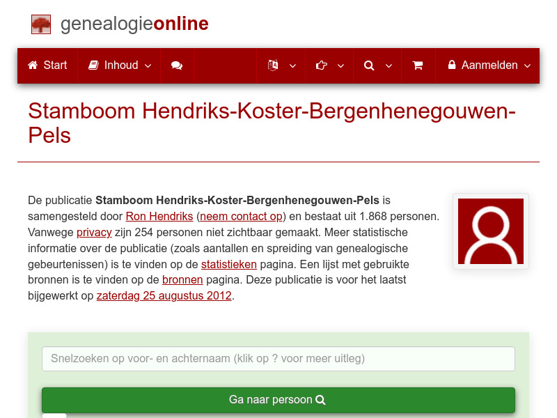 Screenshot van website