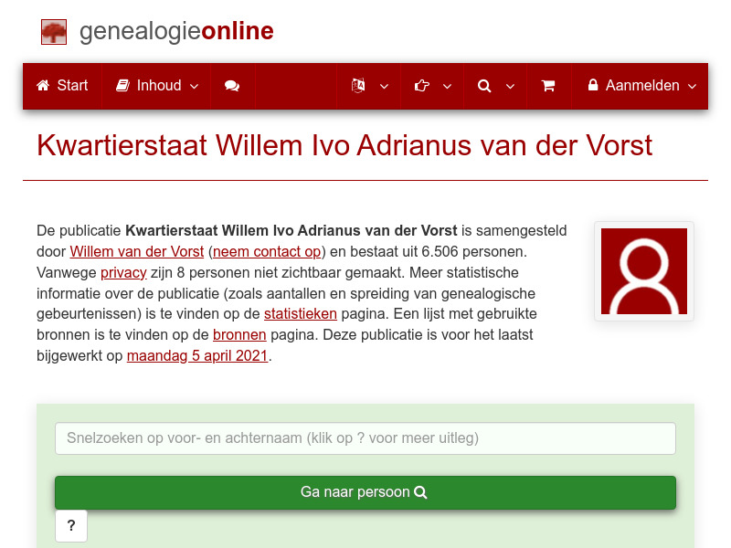 Screenshot van website