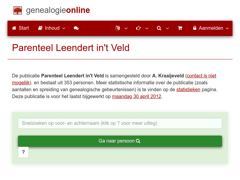 Screenshot van website