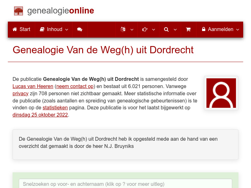 Screenshot van website