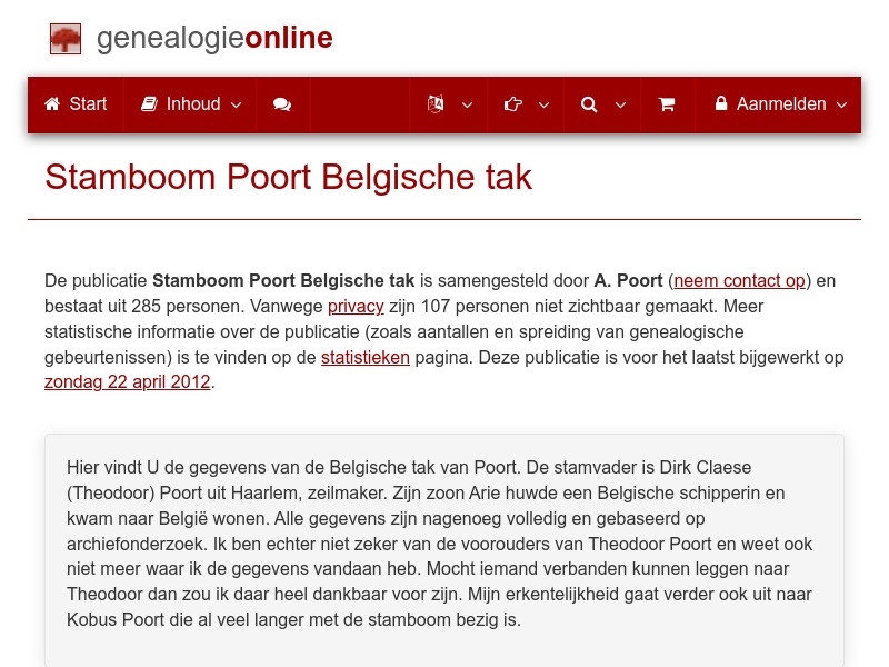 Screenshot van website