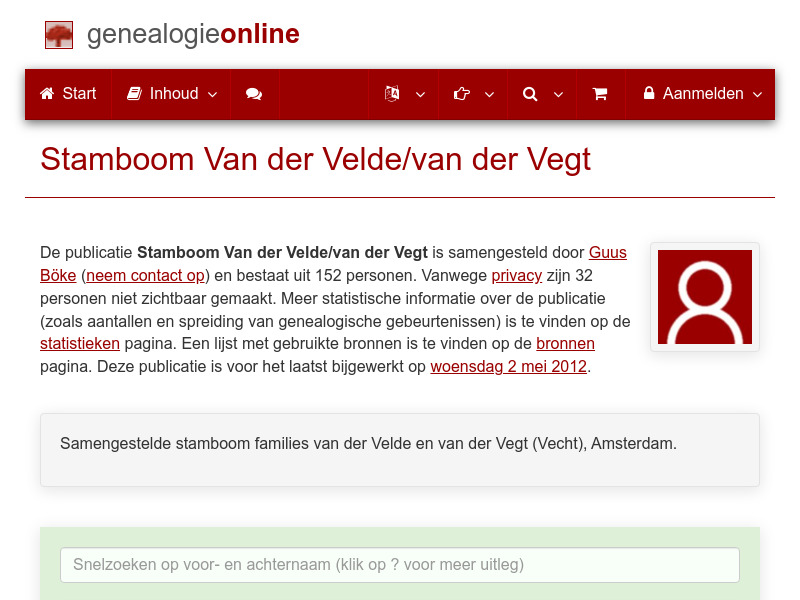 Screenshot van website