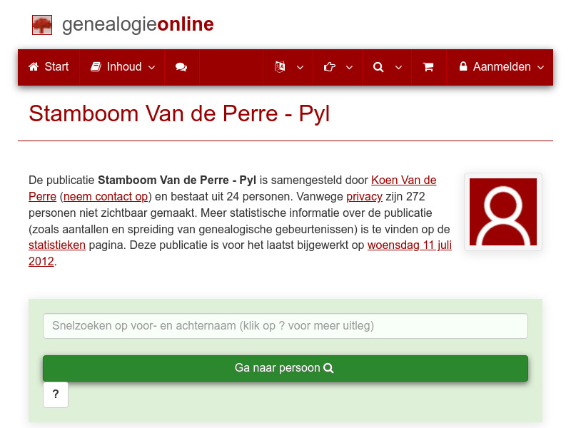 Screenshot van website