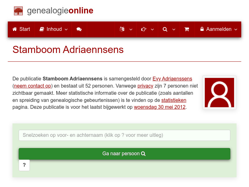 Screenshot van website