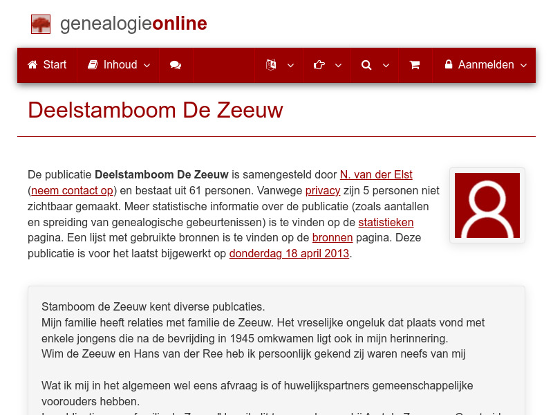 Screenshot van website