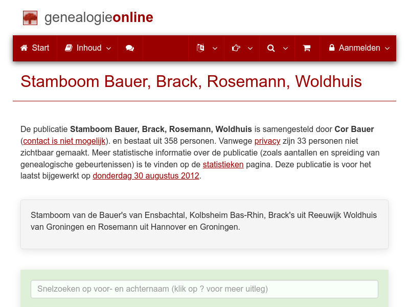 Screenshot van website