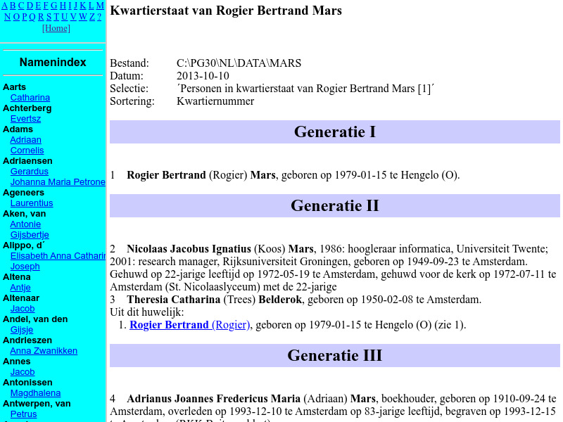 Screenshot van website