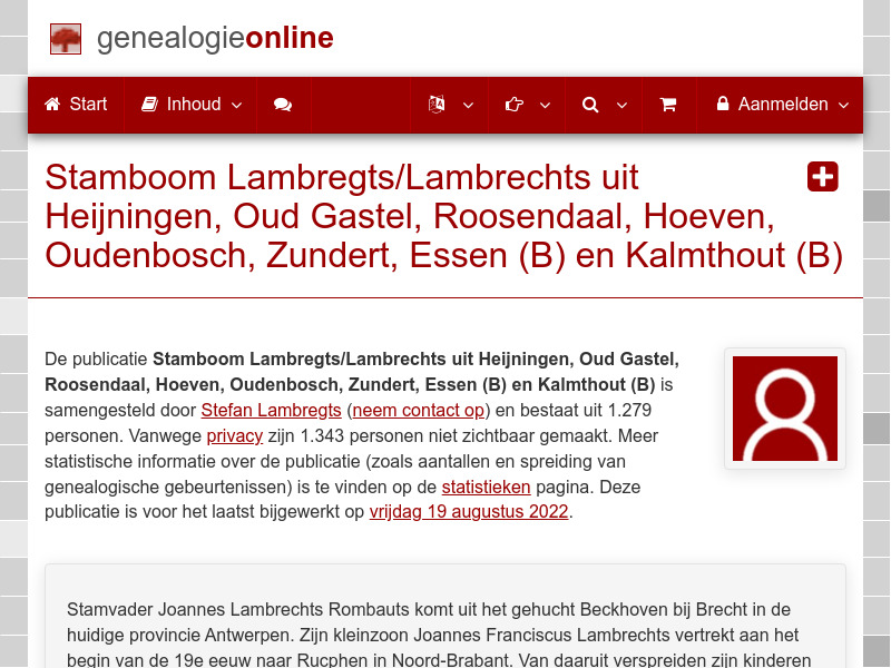 Screenshot van website