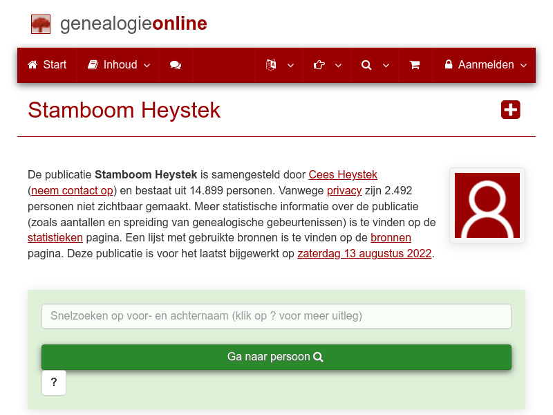 Screenshot van website