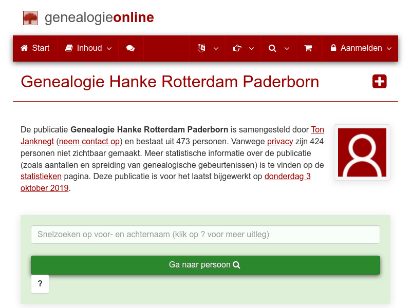 Screenshot van website