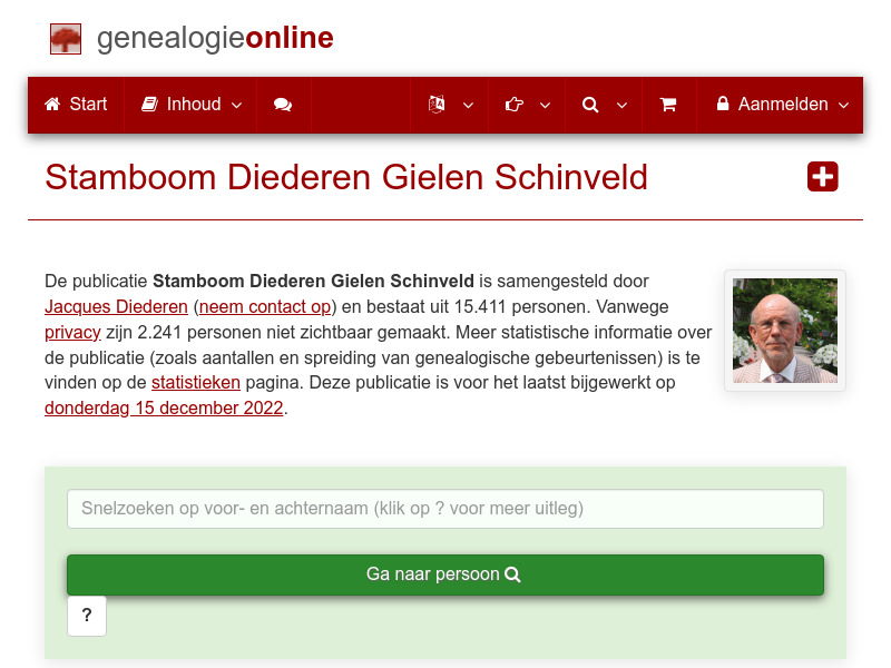 Screenshot van website