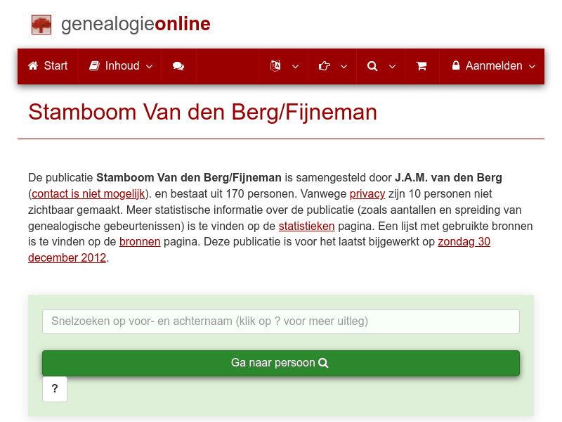 Screenshot van website