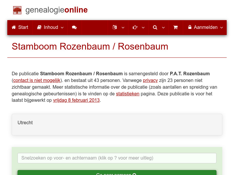 Screenshot van website