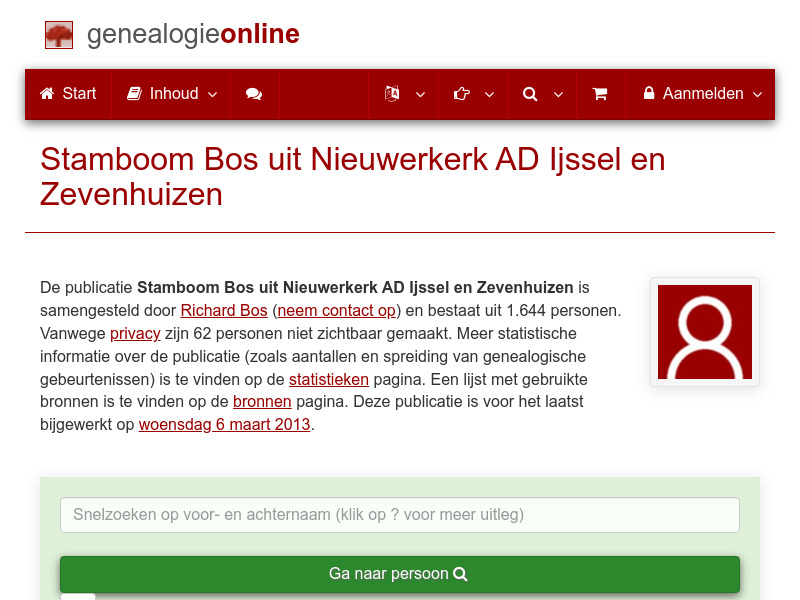 Screenshot van website