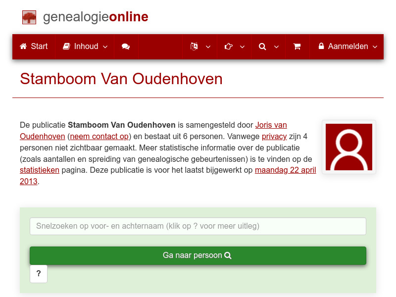 Screenshot van website