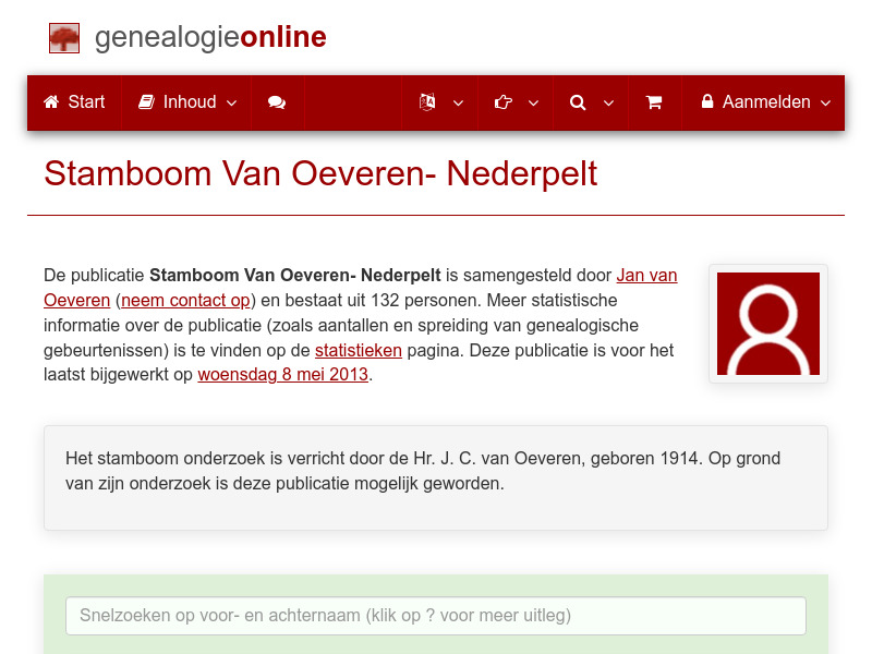 Screenshot van website